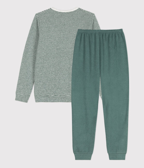Kinderpyjama aus Baumwolle mit Ringelstreifen grün VALLEE/weiss MARSHMALLOW