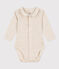 Langärmeliger Baby-Body aus Baumwolle mit Kragen beige MONTELIMAR CHINE