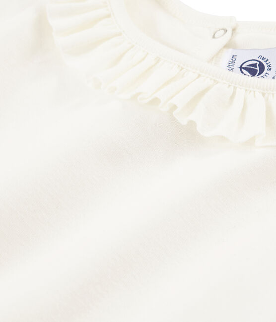 Kurzärmeliges Kinder-T-Shirt Mädchen weiss MARSHMALLOW