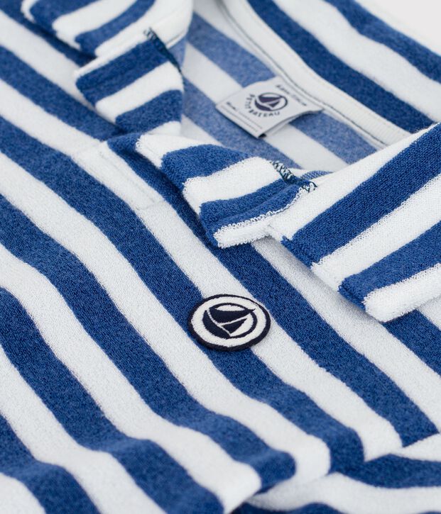 Kurz&auml;rmeliges Kinder-Poloshirt aus Baumwolle blau/weiss