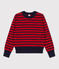 Damenpullover aus Wolle-/Baumwollmischung mit Marinestreifen rot TERKUIT/ SMOKING