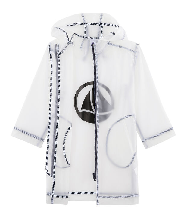 Lange, transparente Kinder-Regenjacke Unisex blau