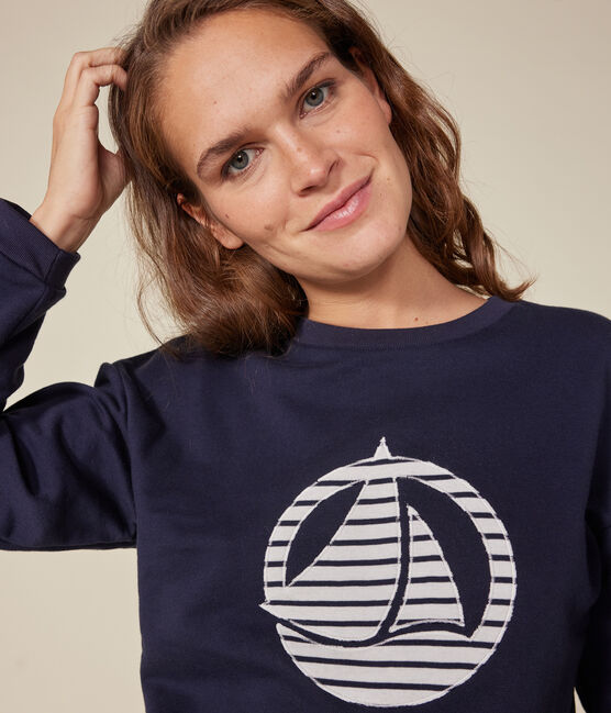 Damen-Sweatshirt aus Molton blau SMOKING