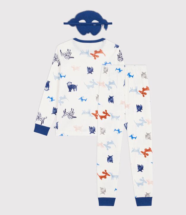 Kinder-Pyjama zum Verkleiden aus Baumwolle mit Hunde-Motiv weiss/vielfarbig