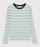 Damen-T-Shirt aus Baumwolle mit Rundhalsausschnitt weiss MARSHMALLOW/grün VALLEE