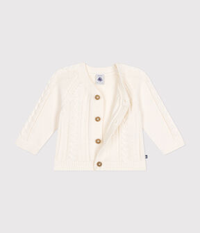 Baby-Cardigan aus Baumwolle weiss MARSHMALLOW