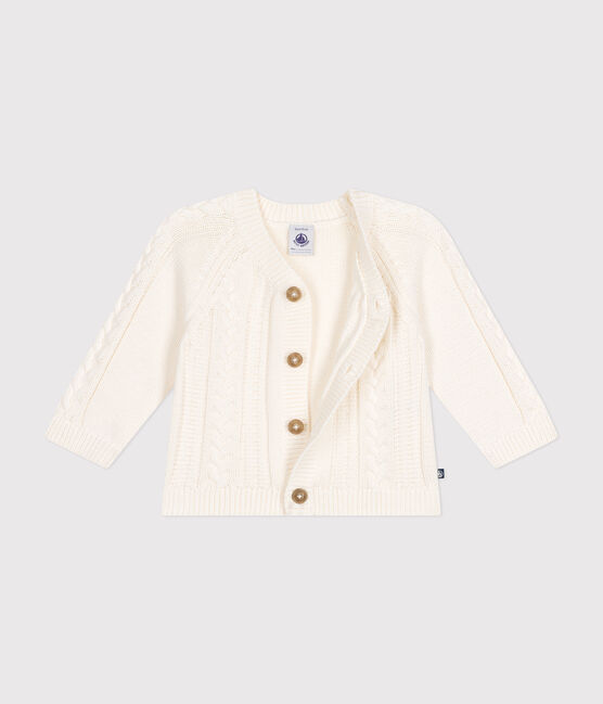 Baby-Cardigan aus Baumwolle weiss MARSHMALLOW