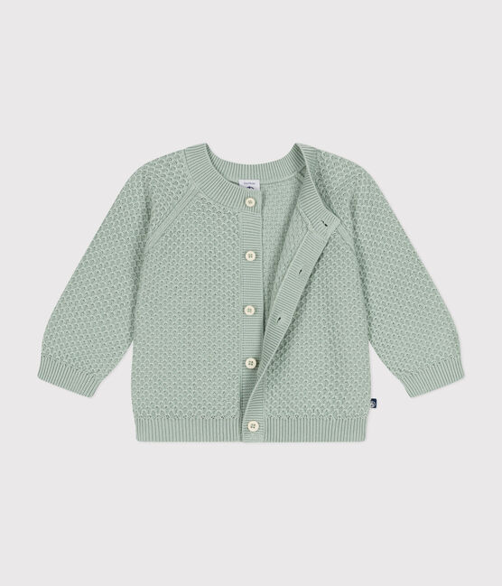 Baby-Cardigan aus Baumwollstrick grün HERBIER