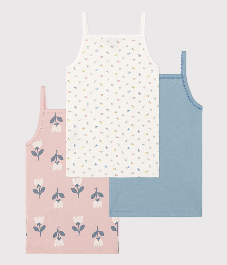 3er-Set Spaghetti-Tops aus Baumwolle mit Tulpenmotiv f&uuml;r M&auml;dchen vielfarbig