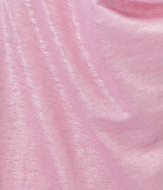 Damen-Top aus irisierendem Leinen rosa BABYLONE/grau ARGENT