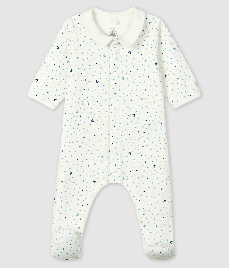 Baby-Strampler mit Sternen-Motiv aus Doppeljersey f&uuml;r Jungen weiss MARSHMALLOW/weiss MULTICO