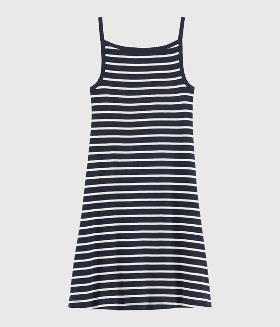 Gestreiftes Kurznachthemd für Damen blau SMOKING/weiss MARSHMALLOW