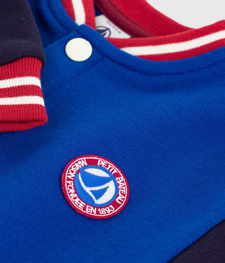 Baby College-Jacke aus zweifarbiger Baumwolle blau/blau