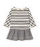 Gestreiftes Baby-Mädchen-Kleid beige COQUILLE/blau SMOKING