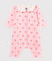 Gemusterter baby-bodyjama ohne füsse mädchen 1x1-gerippt rosa VIENNE/weiss MULTICO
