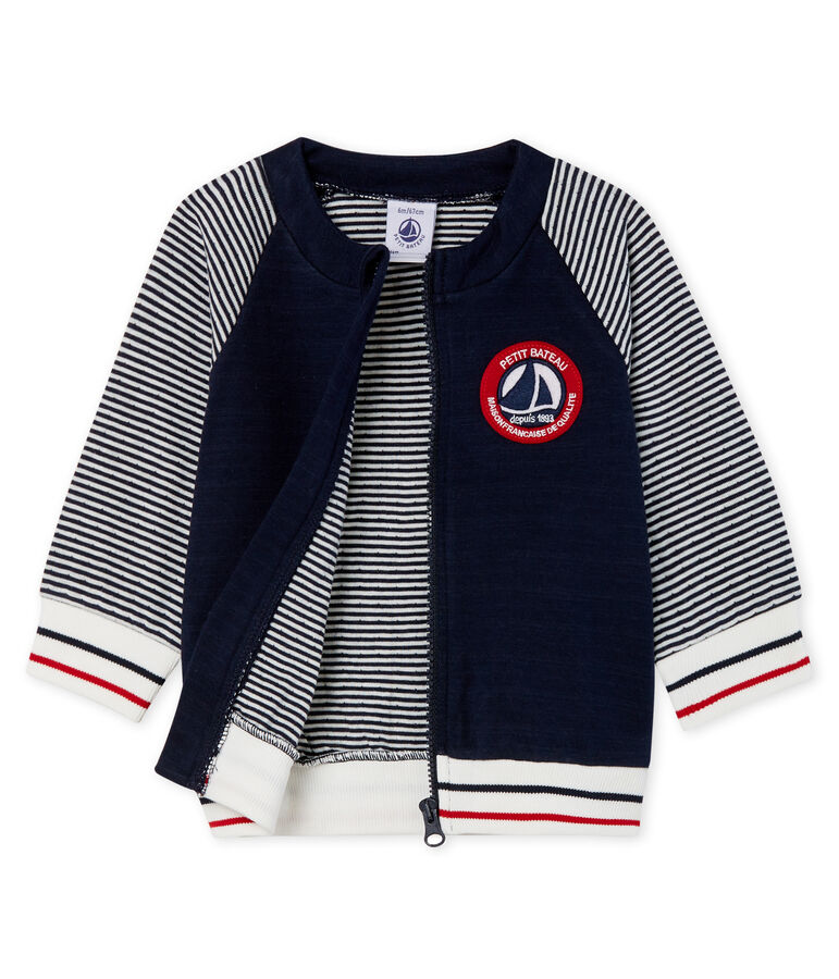 Baby-Cardigan aus Doppeljersey mit Rei&szlig;verschluss f&uuml;r Jungen blau SMOKING/weiss MARSHMALLOW CN