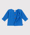 Baby-Cardigan kraus rechts gestrickt aus Baumwolle blau EDNA