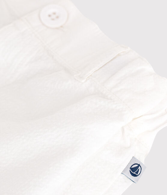Baby-Shorts aus gestreiftem Seersucker weiss ECUME