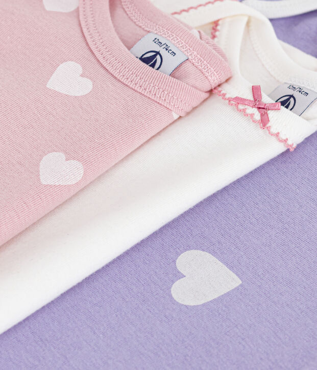 Set lang&auml;rmeliger Baby-Bodys aus Baumwolle mit Herzmotiv vielfarbig