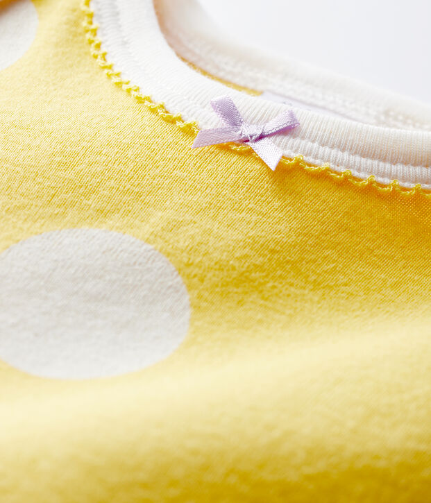 Baby-Strampler aus Rippstrick ohne Druckkn&ouml;pfe gelb/weiss