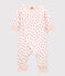 Wattierter Baby-Overall ohne Füße aus Baumwolle weiss MARSHMALLOW/rosa PETAL