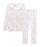 Sehr eng anliegender Rippstrick-Pyjama für kleine Mädchen weiss MARSHMALLOW/weiss MULTICO