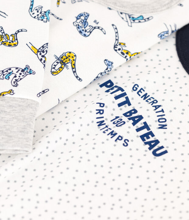 2er-Set Kinderpyjamas aus Baumwolle mit Stern- und Katzenmotiv vielfarbig