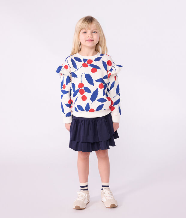 Kinder-Sweatshirt aus gemusterter Baumwolle naturfarben/vielfarbig