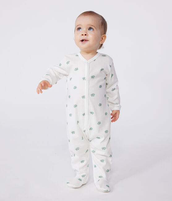 Strampler aus Baumwolle mit Fröschen weiss MARSHMALLOW/weiss MULTICO