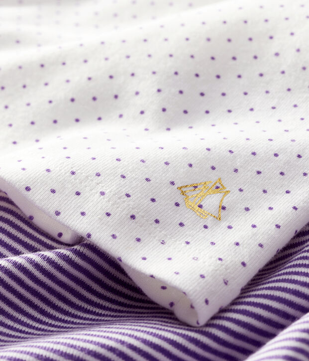 Zweiteiliges Baby-Set f&uuml;r M&auml;dchen violett/weiss