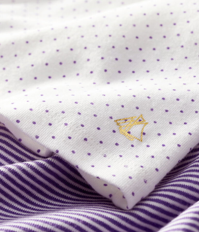 Zweiteiliges Baby-Set f&uuml;r M&auml;dchen violett/weiss