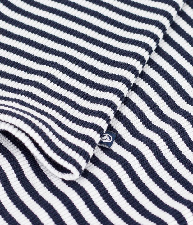 Kurz&auml;rmeliges Damen T-Shirt aus Baumwolle mit Streifen blau/weiss