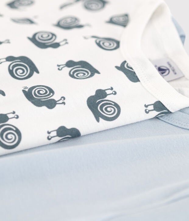 2er-Set lang&auml;rmelige wei&szlig;e T-Shirts aus Baumwolle mit Schneckenmotiv f&uuml;r Jungen vielfarbig
