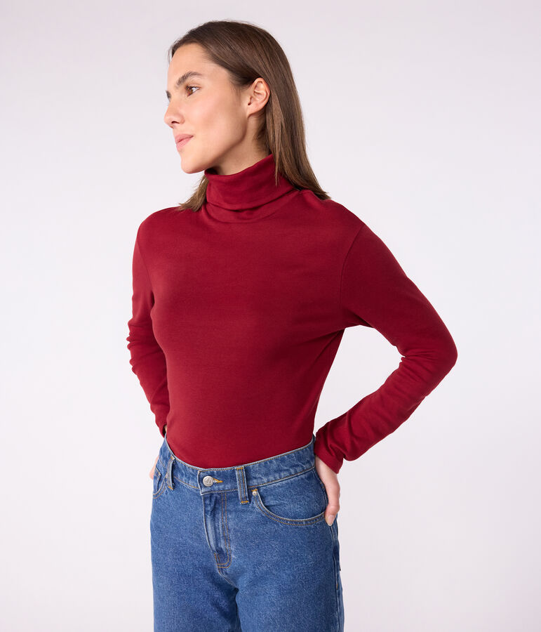 Damen-Rollkragenshirt L'Iconique aus Baumwolle rot