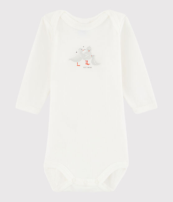 Langärmeliger Baby-Body Mädchen weiss MARSHMALLOW