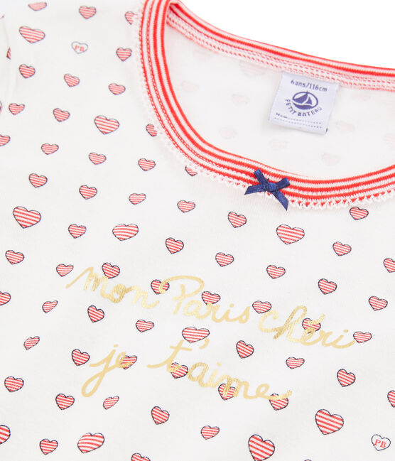 Kurzpyjama für kleine Mädchen weiss MARSHMALLOW/weiss MULTICO