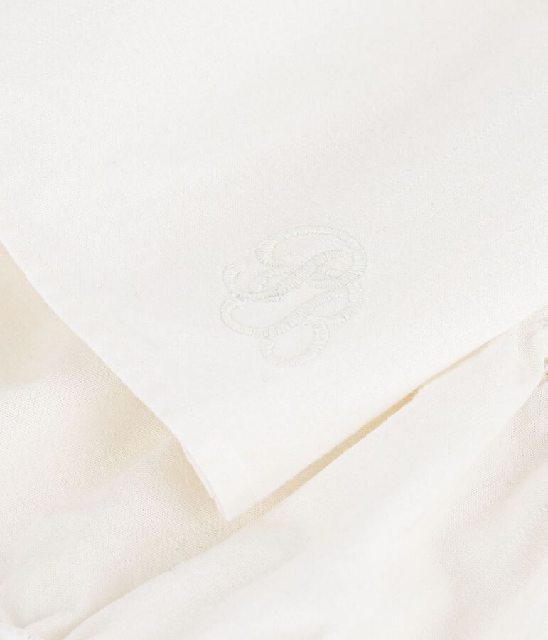 Baby-Kleid aus Baumwolle/Leinen mit h&uuml;bschen Stickereien und dazu passendem Bloomer weiss MARSHMALLOW