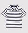 Kurzärmeliges Baby-Poloshirt aus gestreiftem Jersey weiss MARSHMALLOW/blau SMOKING
