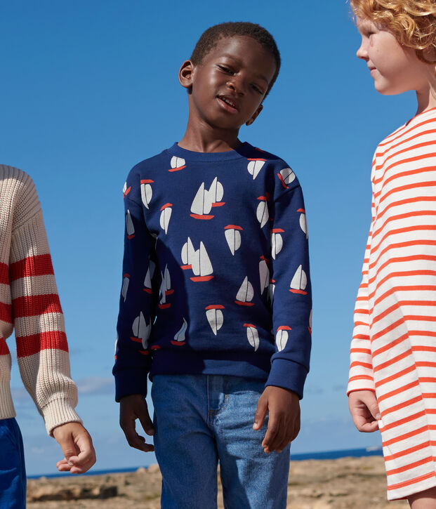 Kinder-Sweatshirt aus bedruckter Baumwolle blau/vielfarbig