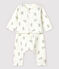 Zweiteiliges Baby-Set aus Doppeljersey aus Bio-Baumwolle mit Kaninchen-Motiv weiss MARSHMALLOW/grau GRIS