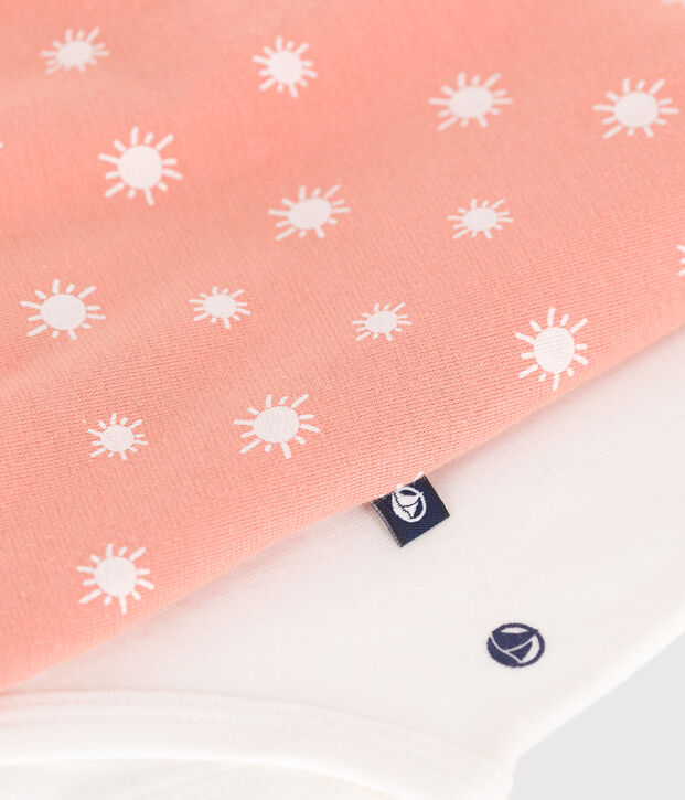 Newborn-Set Latzhose aus Baumwolle mit Sonnenmuster und Body orange/weiss