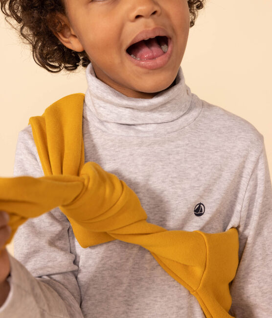 Kinder-Rollkragenshirt aus Baumwolle grau FUMEE CHINE