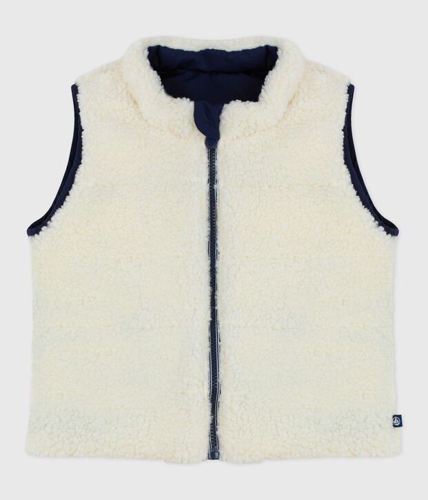 &Auml;rmellose Baby-Weste zum Wenden blau/naturfarben