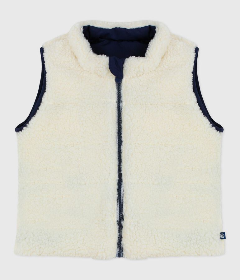 &Auml;rmellose Baby-Weste zum Wenden blau/naturfarben