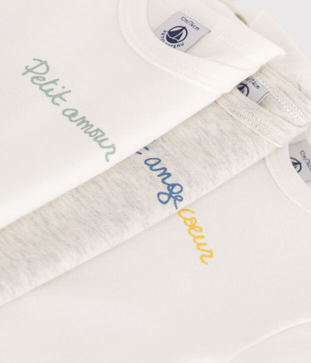 3er-Set kurz&auml;rmelige Baby-Bodys aus Baumwolle mit kleinen Herzen vielfarbig