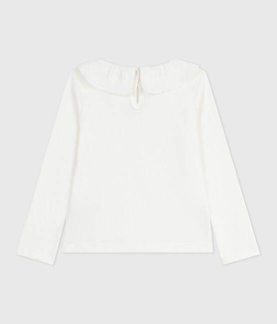 Langärmeliges Kinder-T-Shirt aus einfarbiger Baumwolle weiss MARSHMALLOW