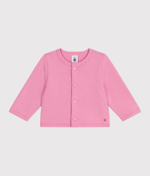 Baby-Cardigan aus einfarbiger Baumwolle rosa