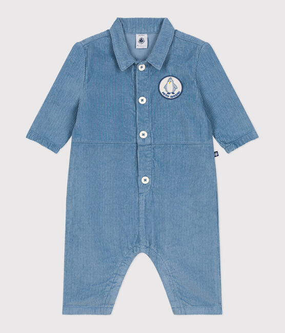 Langer Baby-Overall aus einfarbigem Fein-Cord im Tankwart-Stil ADRIATIC