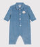 Langer Baby-Overall aus einfarbigem Fein-Cord im Tankwart-Stil ADRIATIC