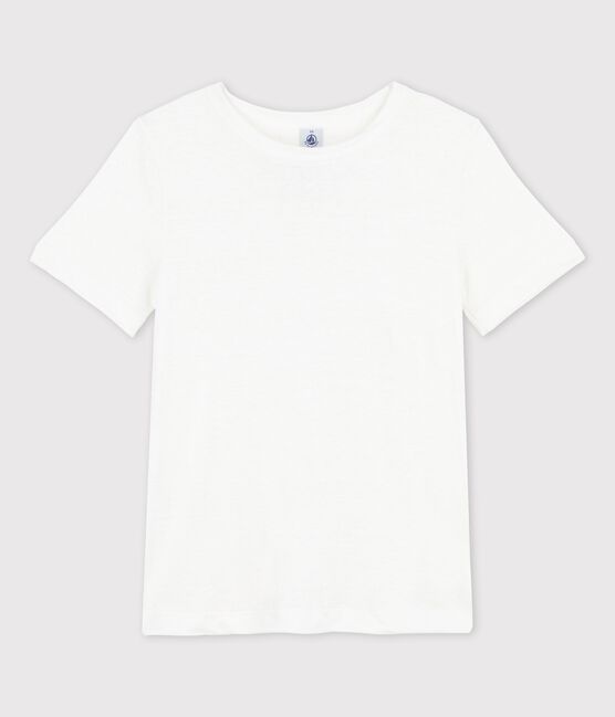 Damen-T-Shirt L’ICONIQUE aus Leinen weiss ECUME